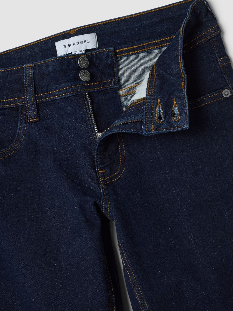 Jeans blu flare in cotone elasticizzato_6