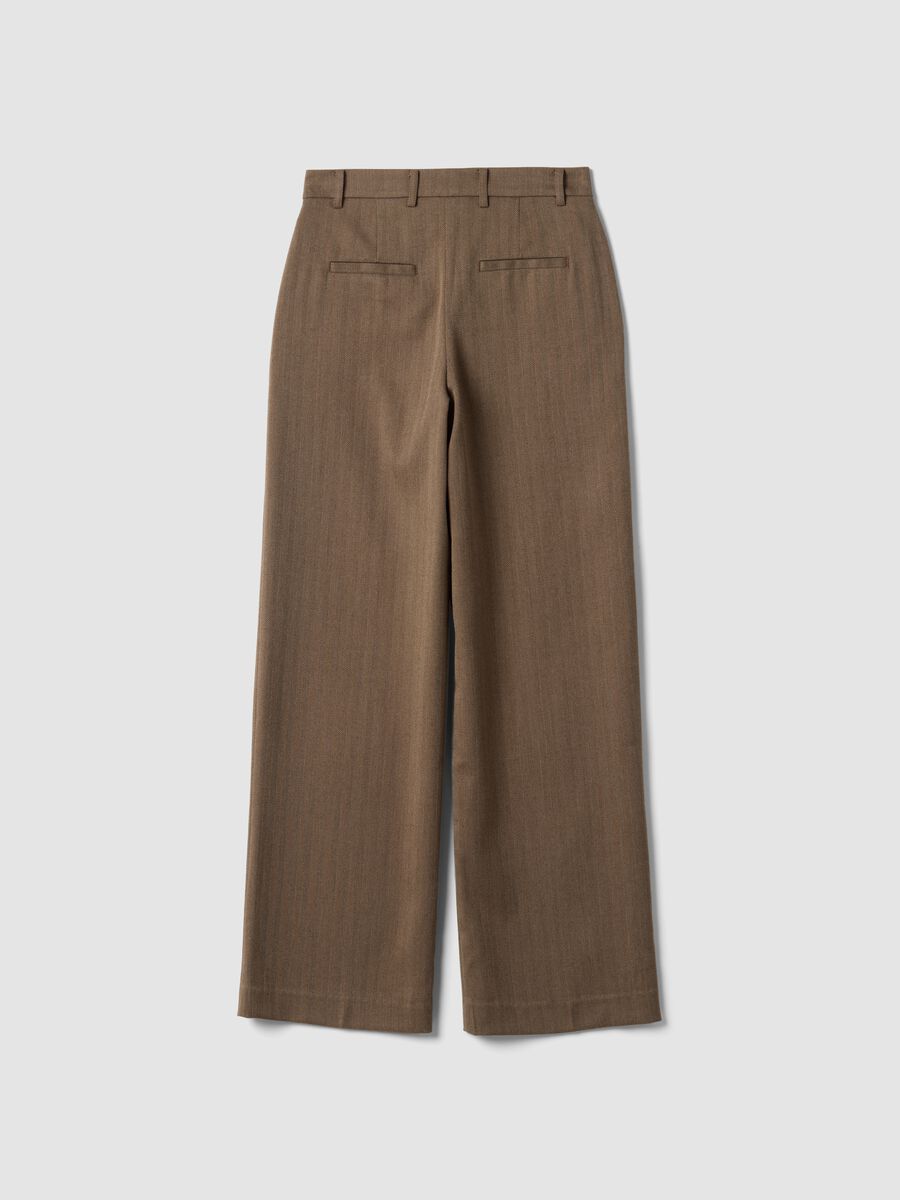 Brown regular-fit formal trousers in stretch viscose_2