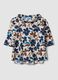 Blusa bianca in cotone elasticizzato con fantasia floreale regular fit_0