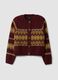 Red crew-neck jacquard wool-blend cardigan, regular fit_4