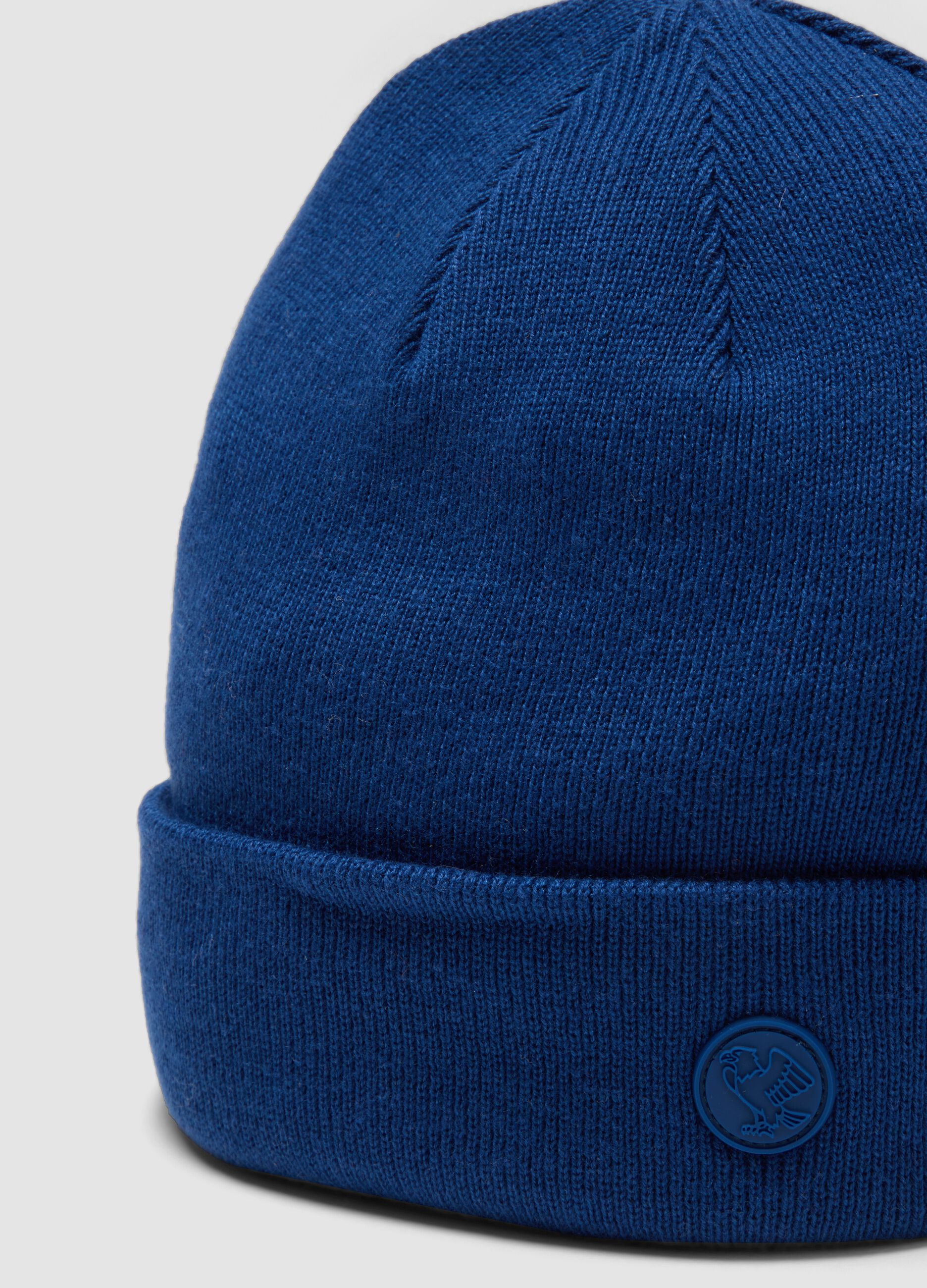 Blue cotton-blend jersey knit beanie