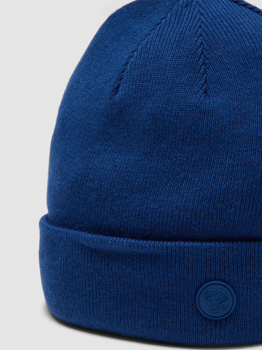 Blue cotton-blend jersey knit beanie_2