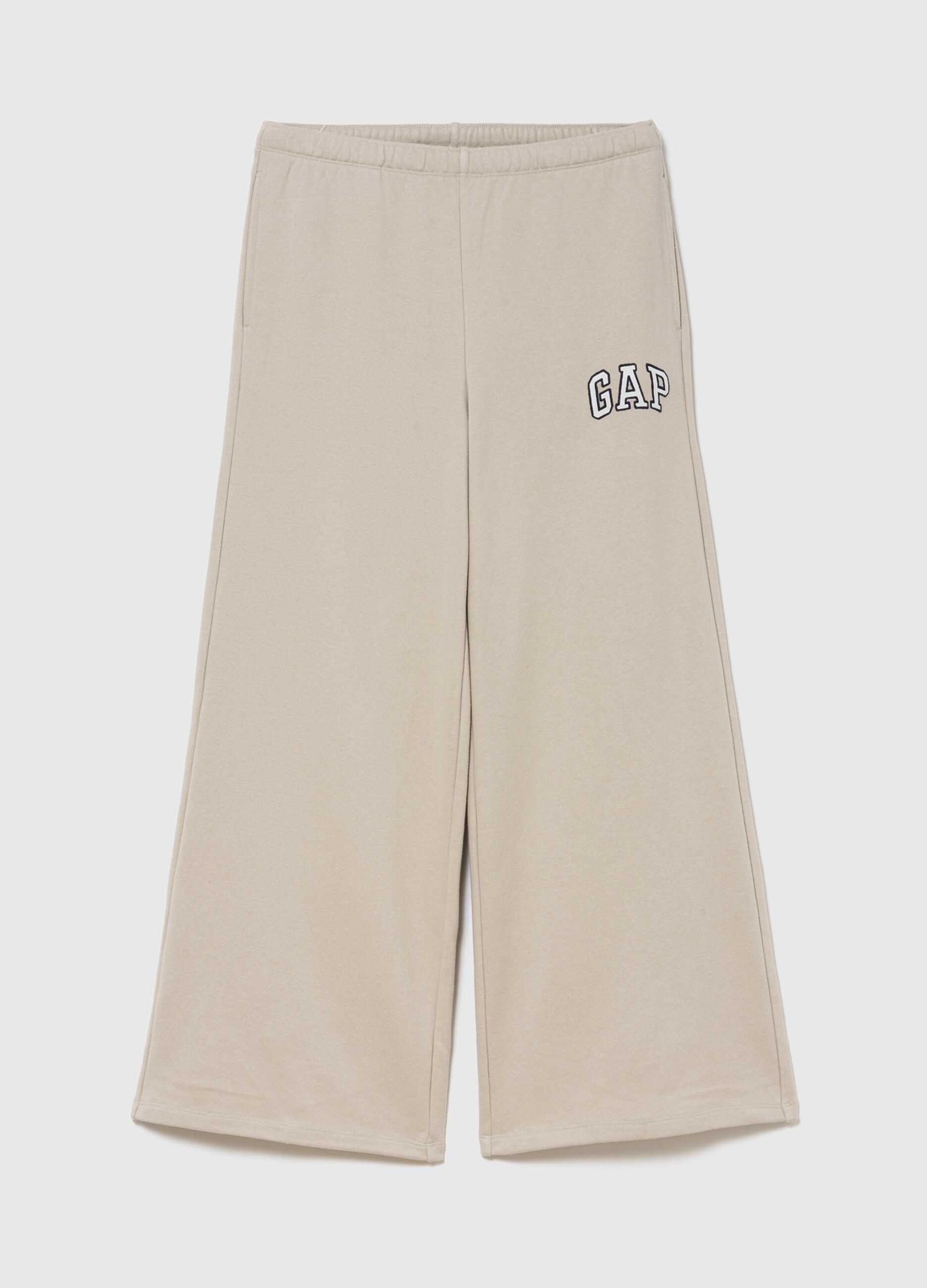 Beige wide-leg cotton-blend trousers with GAP logo