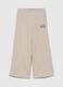 Beige wide-leg cotton-blend trousers with GAP logo_0