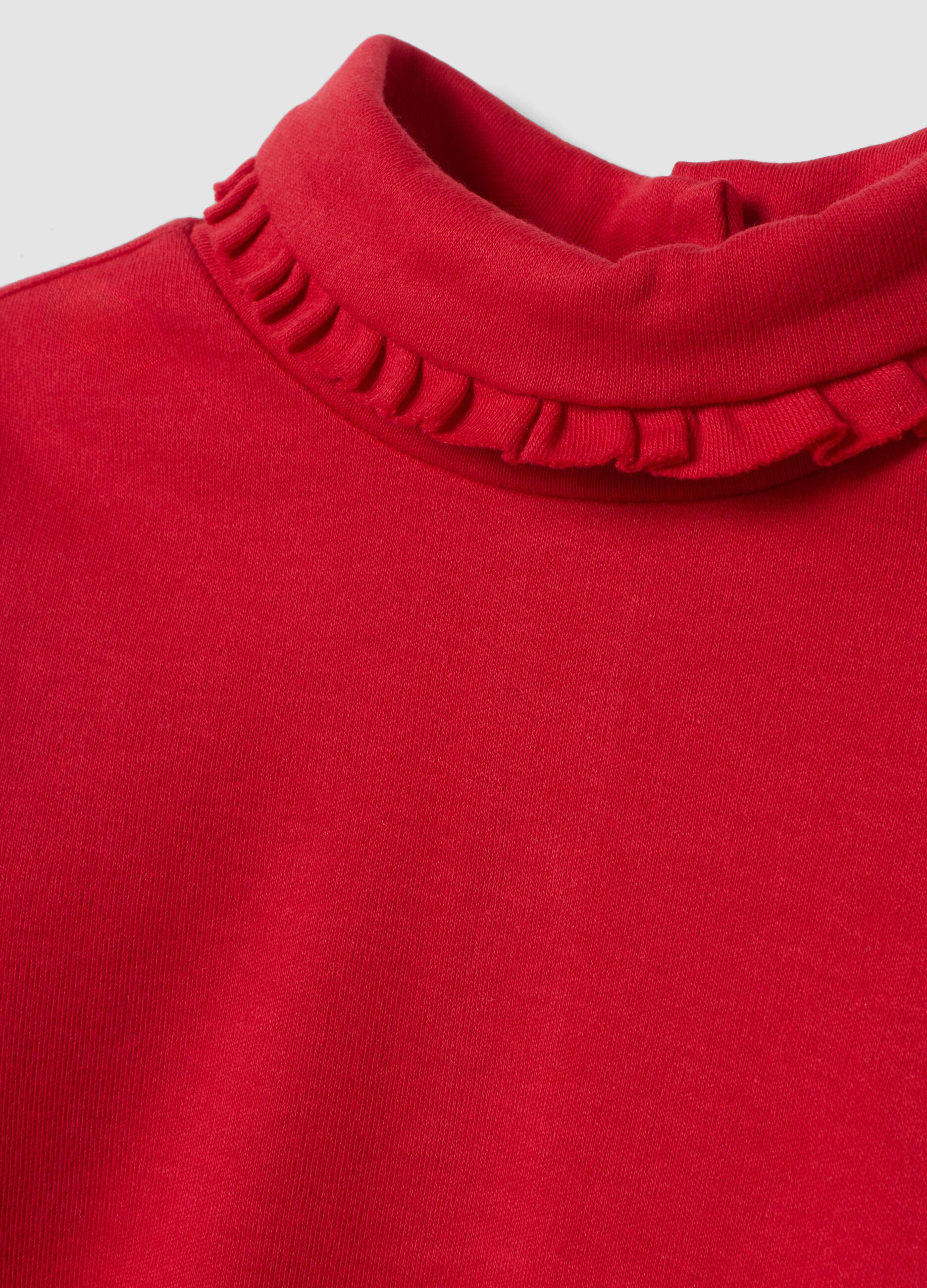 Red pure cotton high-neck T-shirt