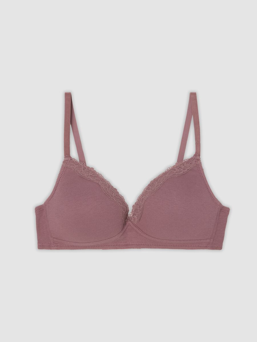 Pink padded bra in stretchy organic cotton_0