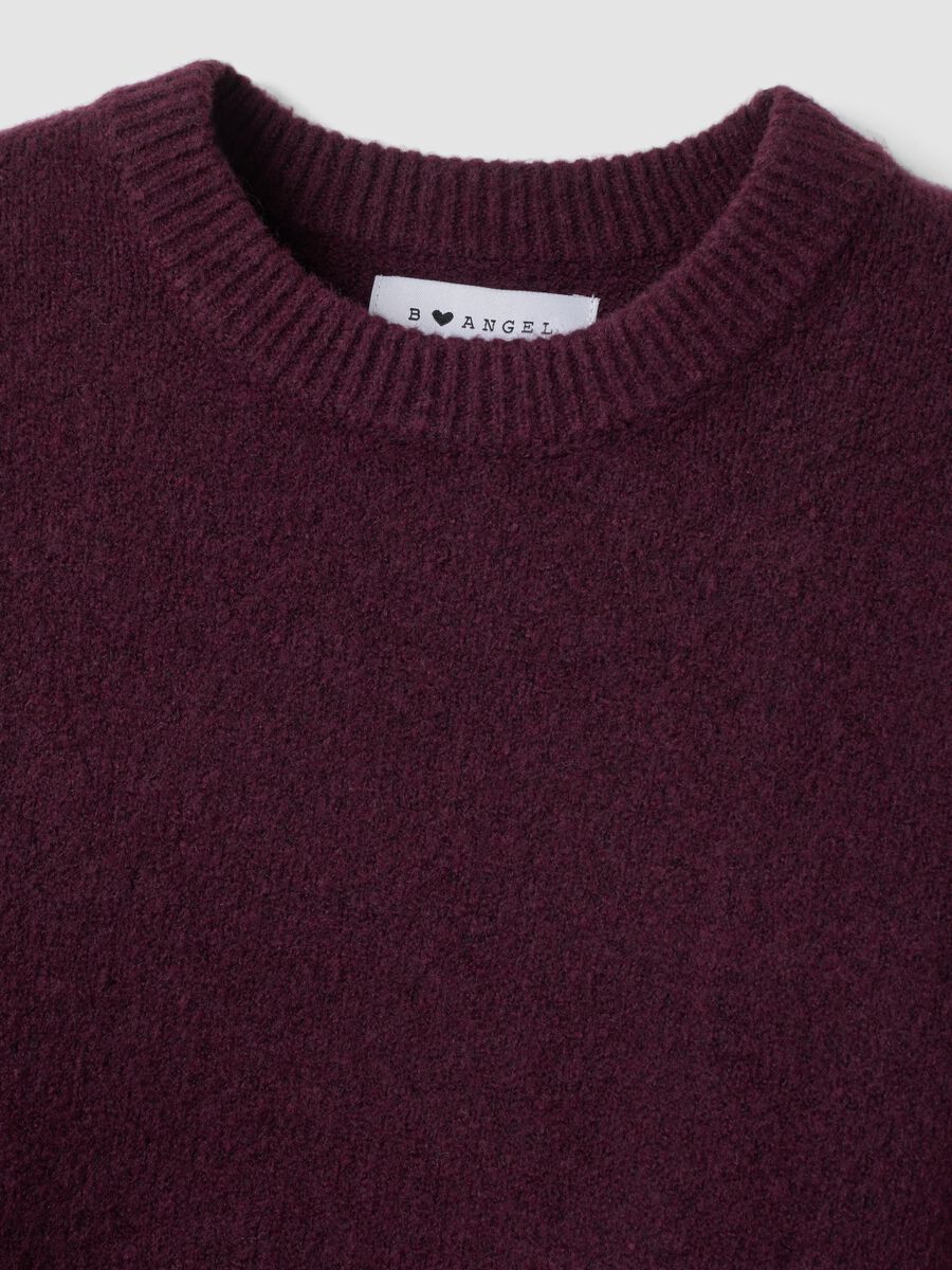 Purple stretch wool crew-neck jumper with oversized fit_1