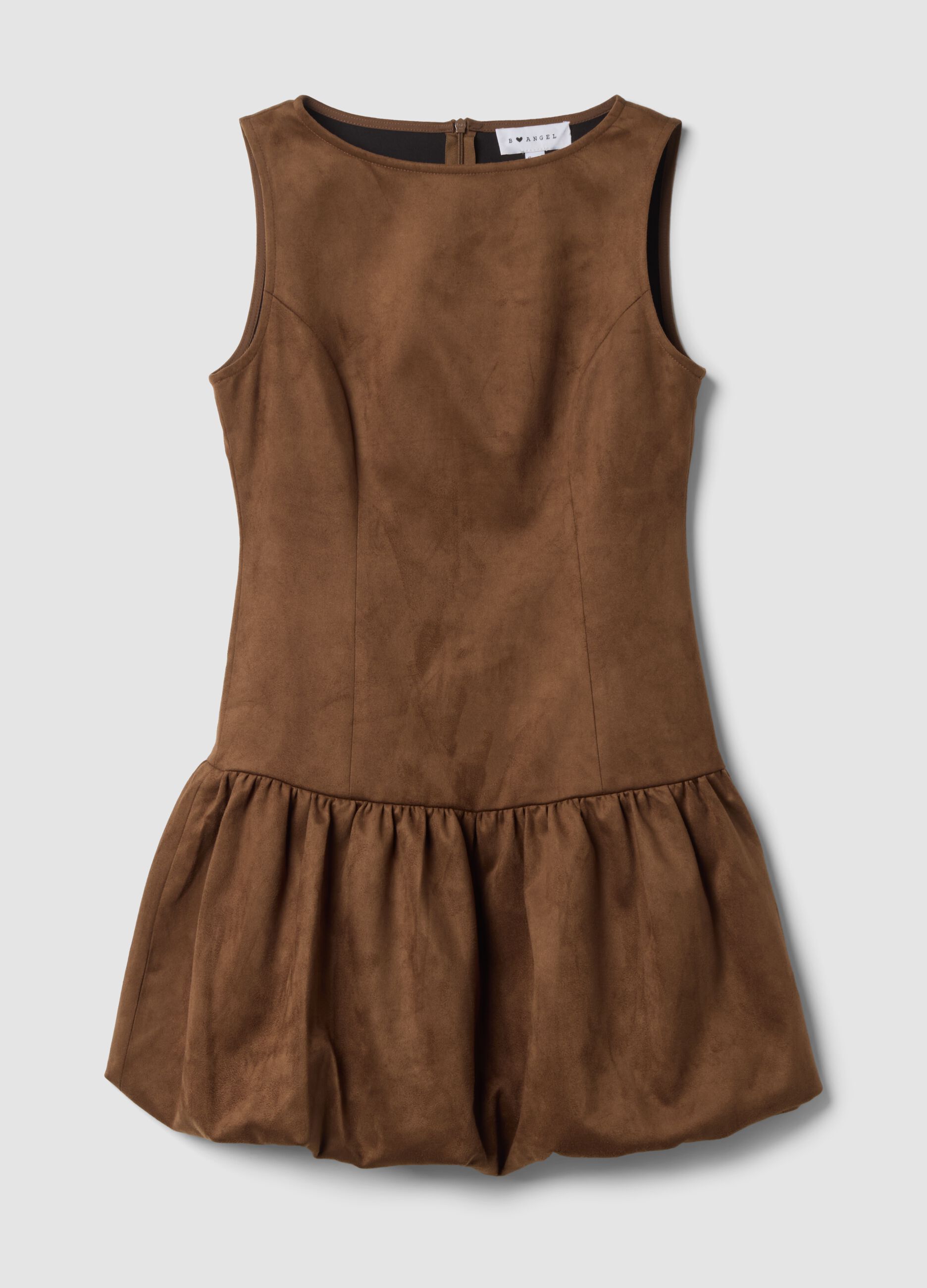 Abito marrone in tessuto elasticizzato con girocollo fitted