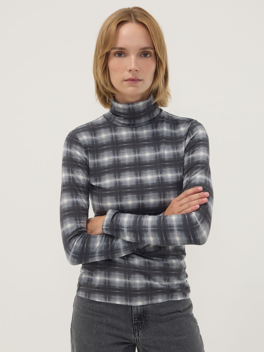 Grey stretch viscose crew-neck T-shirt_0