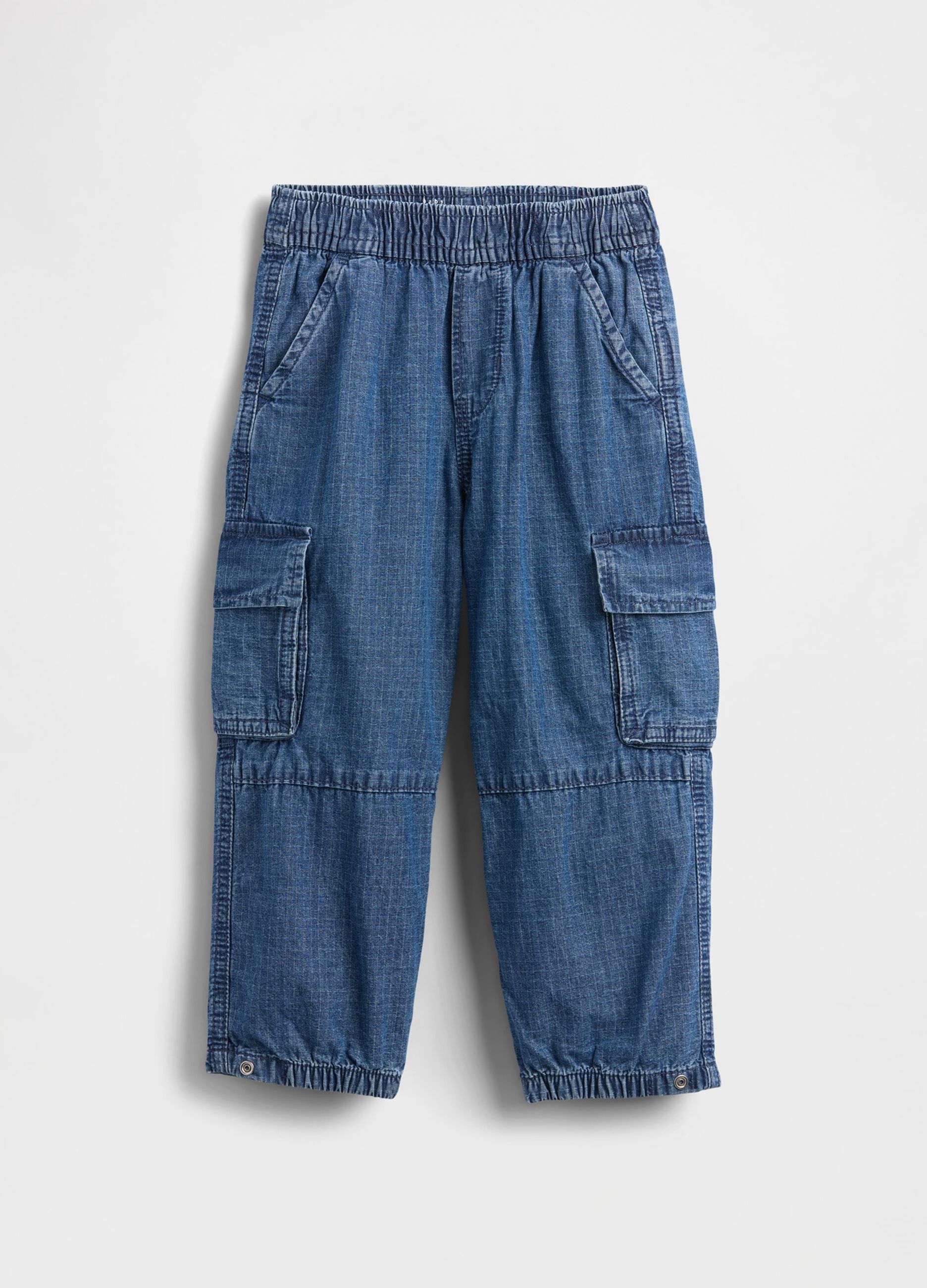 Blue cotton cargo trousers for boys