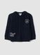 Blue crew-neck cable-knit jumper_0