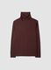 Brown stretch viscose top with high neck, regular fit_0