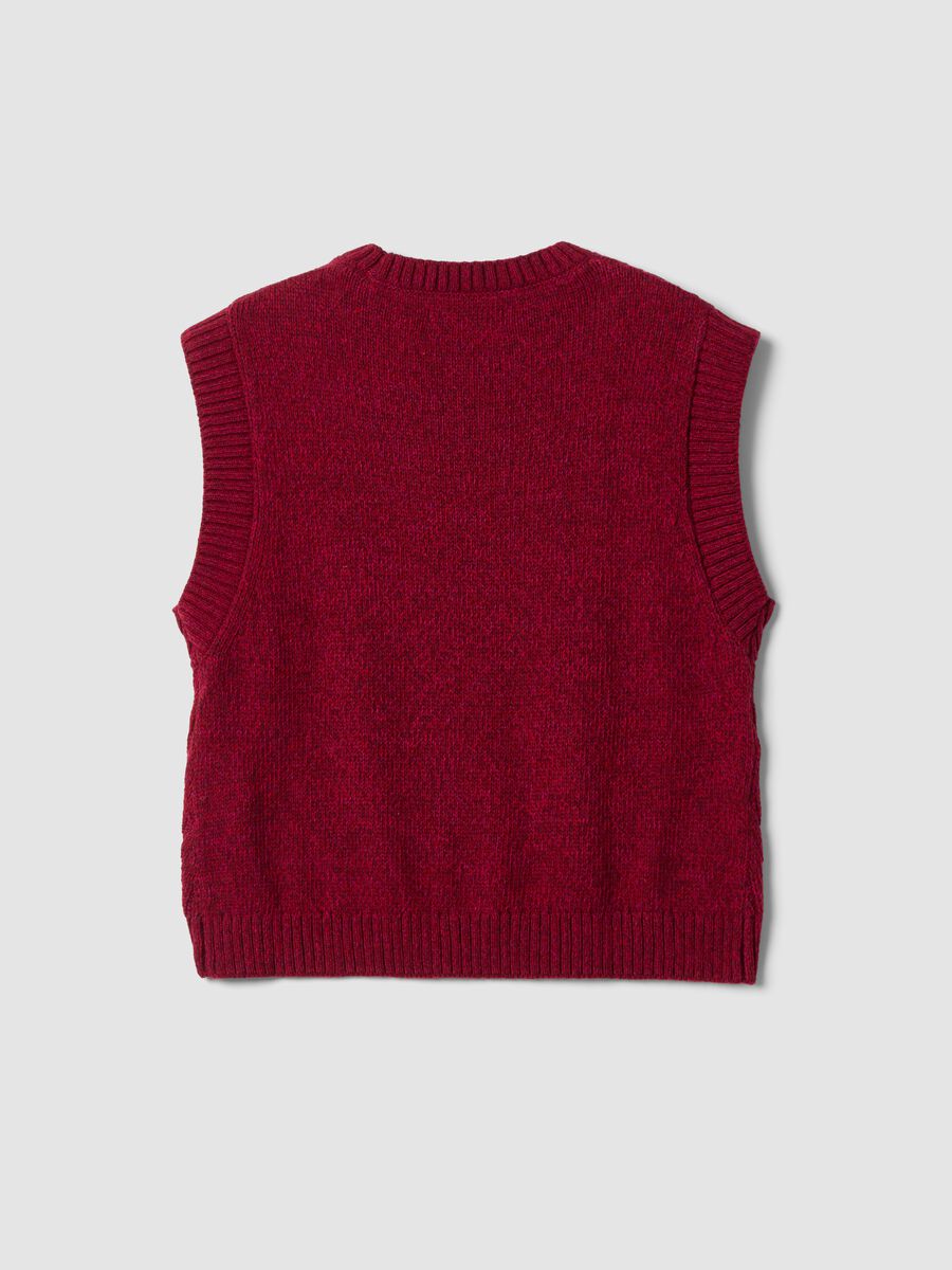 Red wool-blend crew-neck vest with oversized fit_2