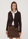 Brown stretch wool crew-neck cardigan, regular fit_0