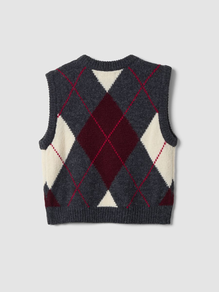 Gilet grigio in misto lana jacquard con girocollo regular fit_2
