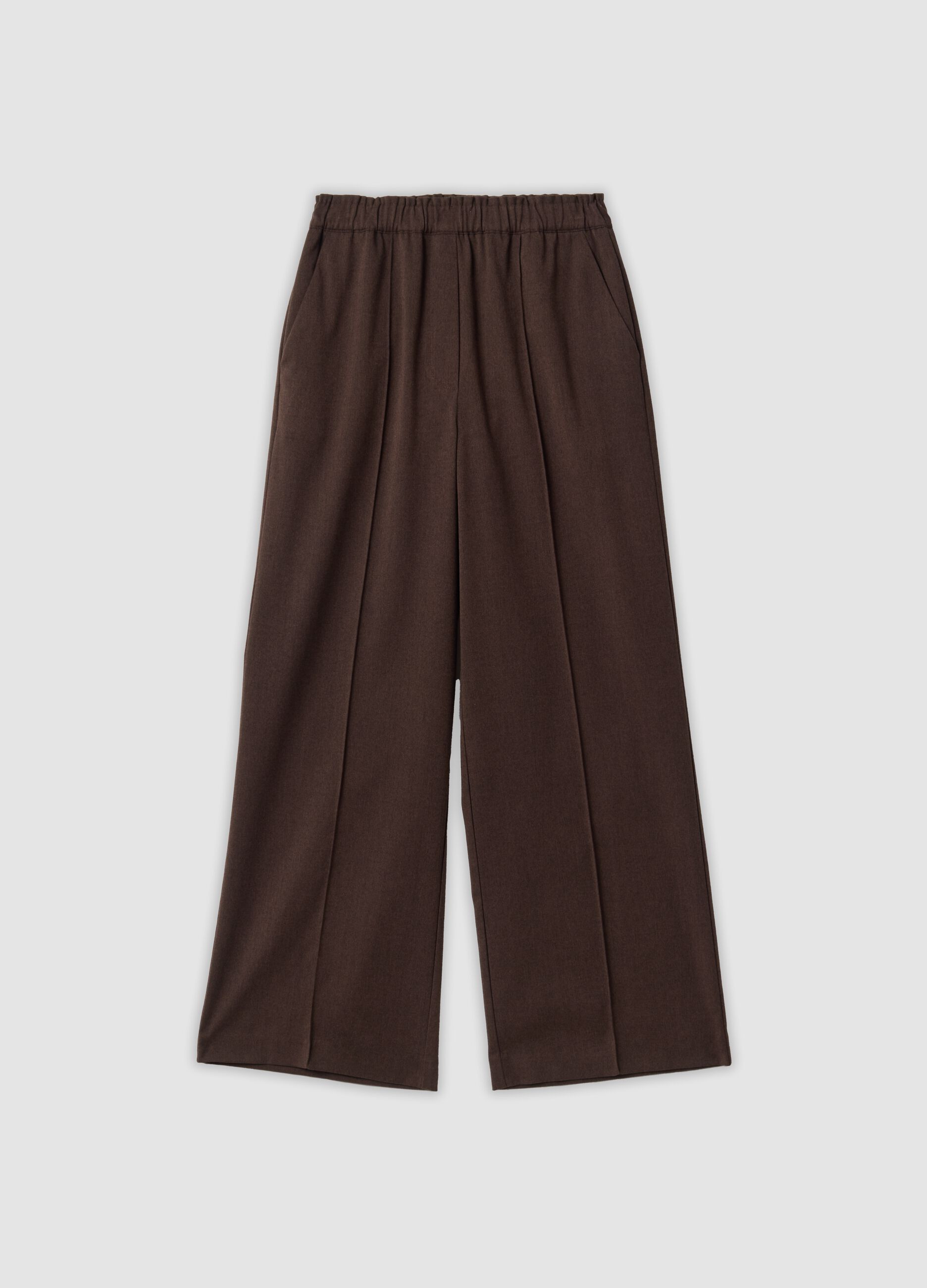 Jogger The Iconic Pants marroni wide leg in viscosa elasticizzata