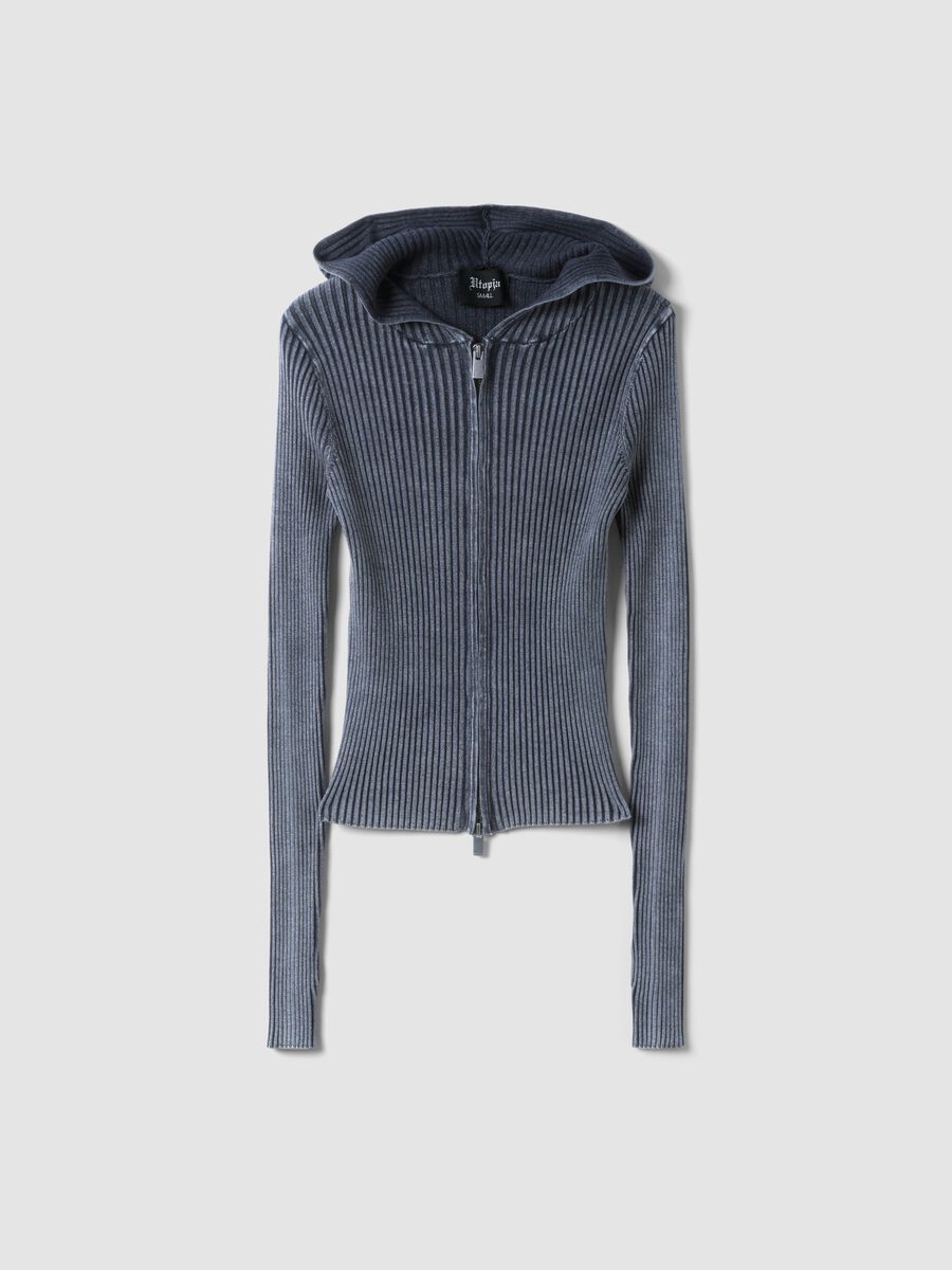 Ribbed Knit Hoodie in Vintage Grey_1