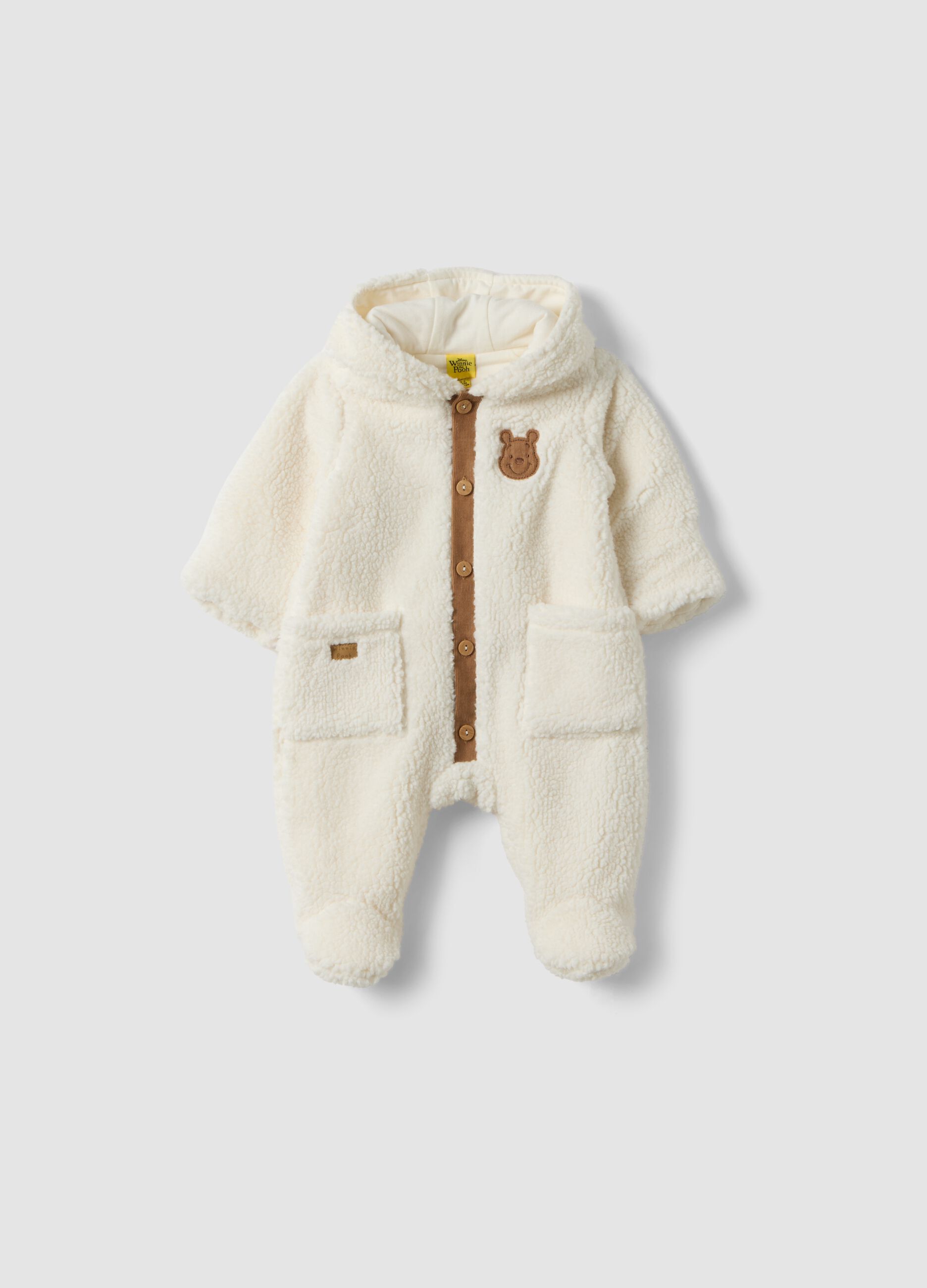 Tutina bianca con cappuccio in puro cotone organico