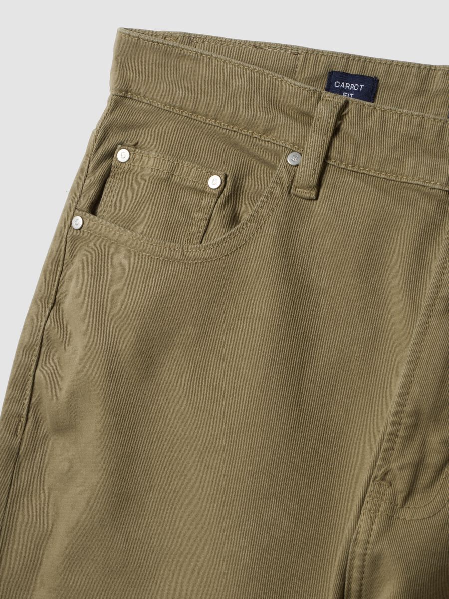 Beige carrot-fit stretch cotton twill trousers_1