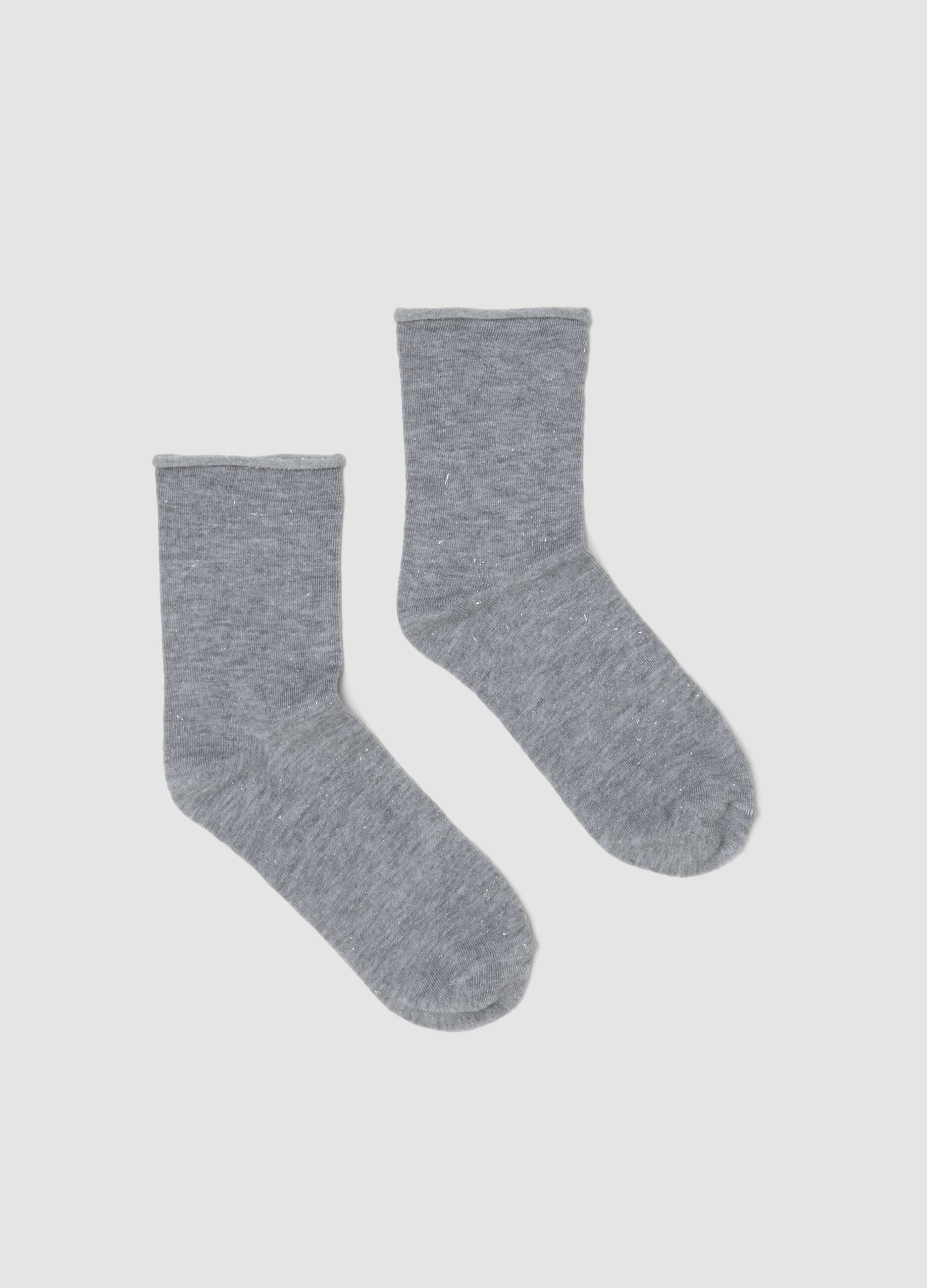 Grey m&eacute;lange stretch viscose socks