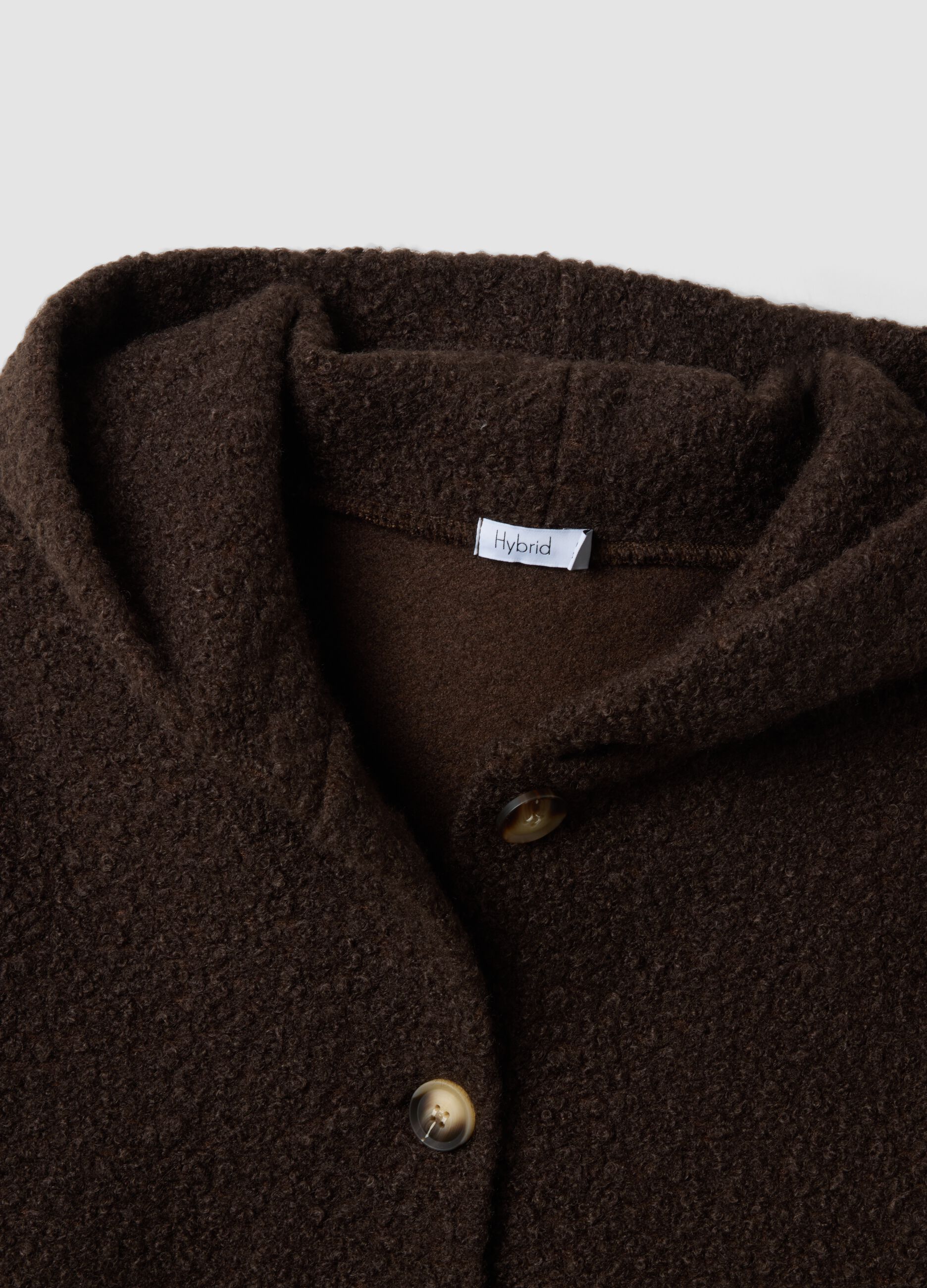 Brown regular-fit coat with hood and buttons