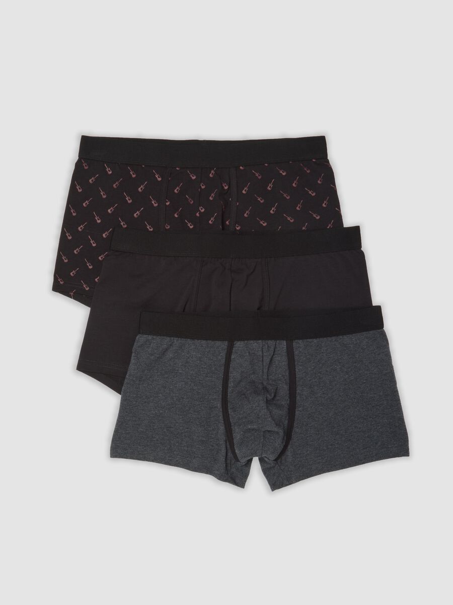 Three-pack of black, dark grey marl and powder pink stretch organic cotton boxers_0