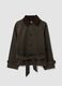 Green cotton-blend trench coat with contrasting collar, regular fit_0