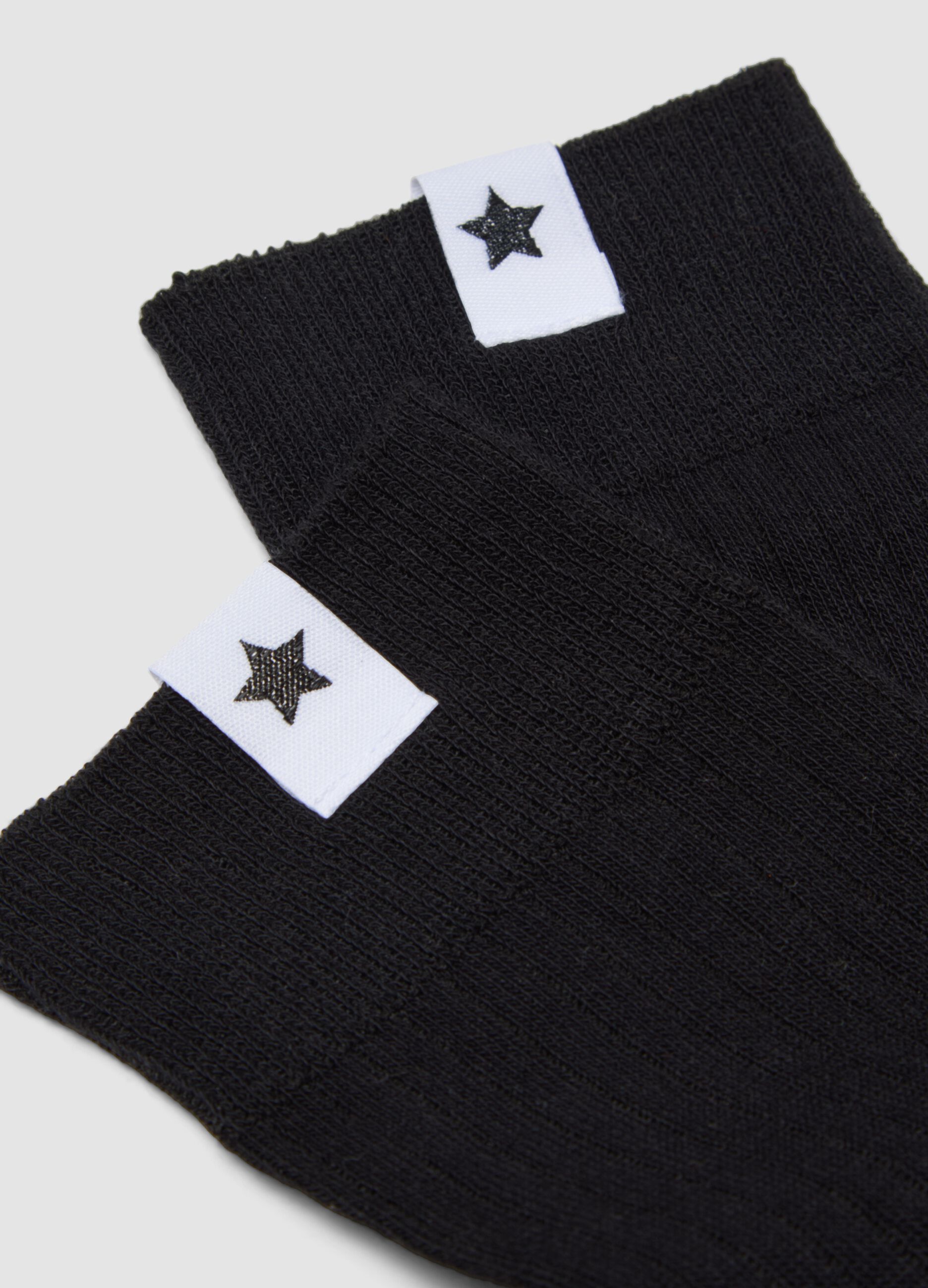 Black ribbed stretch-cotton socks
