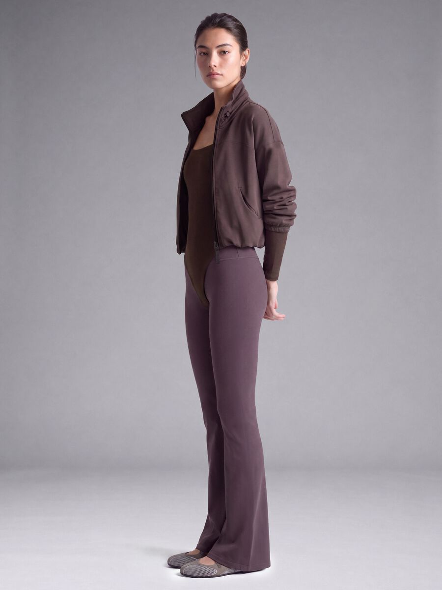 Purple flared leggings in breathable stretch fabric ALTAVIA STUDIO_1