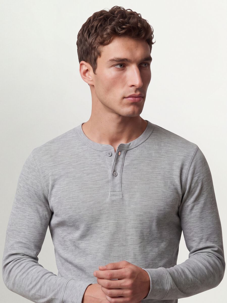 Grey honeycomb viscose-blend T-shirt, regular fit_4