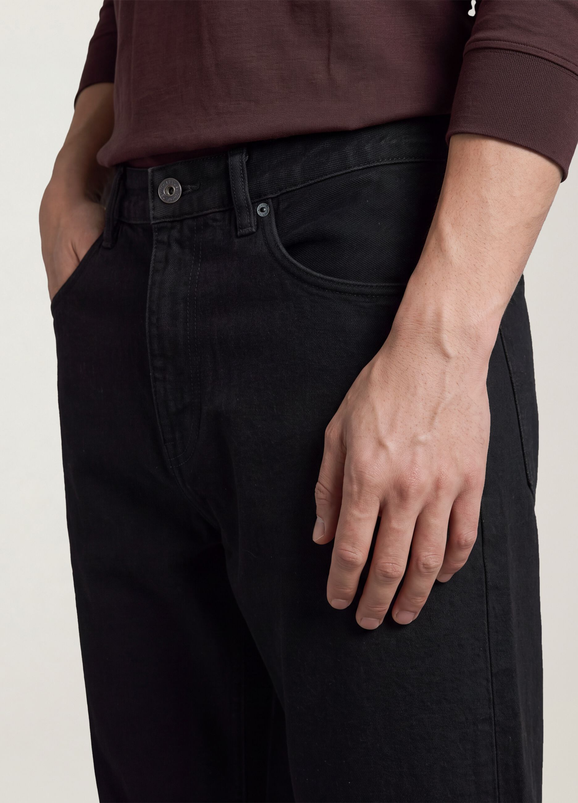 Black pure cotton denim jeans, relaxed fit