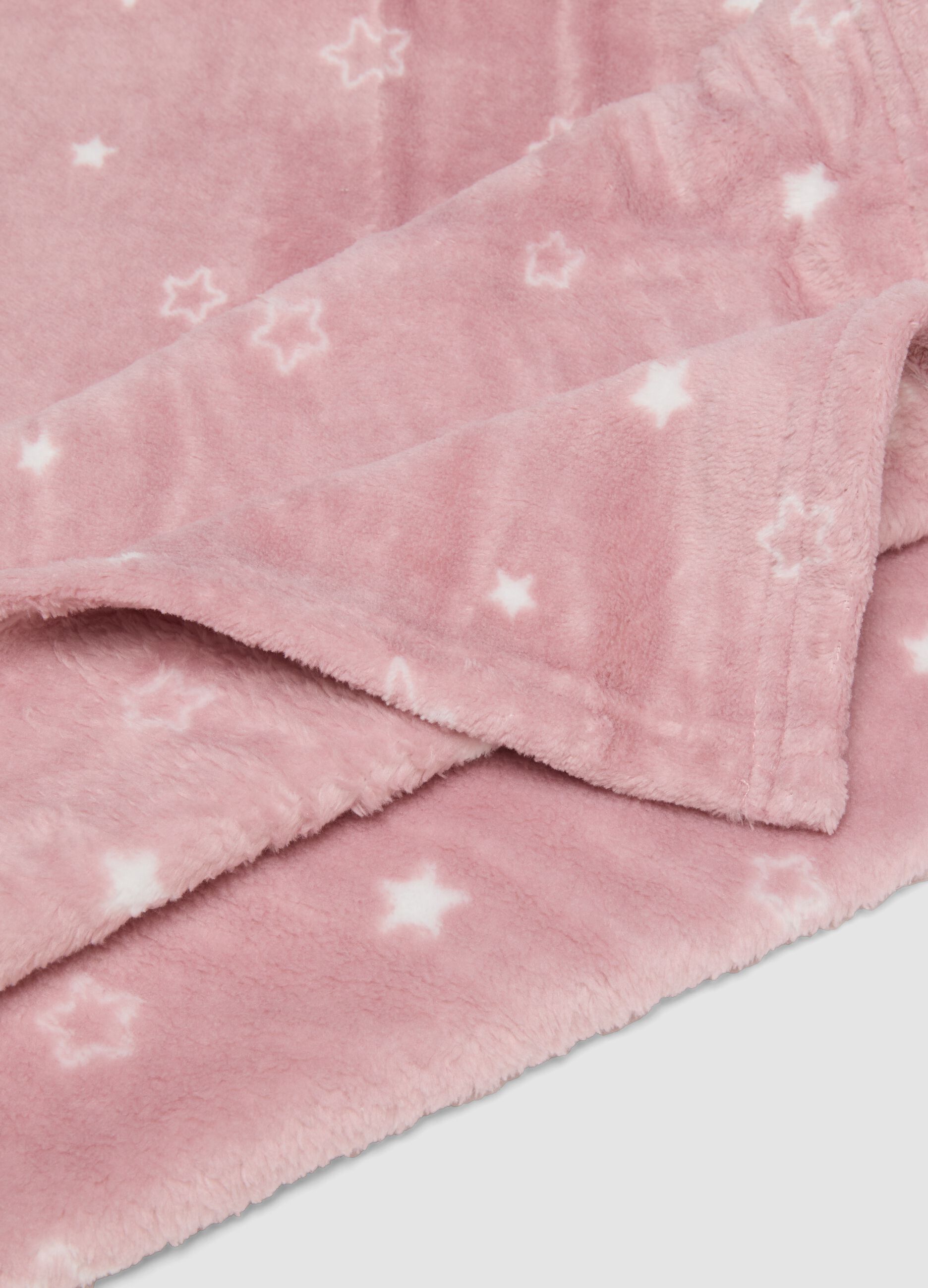 Copertina rosa con stampa stelle per culla effetto pelliccia