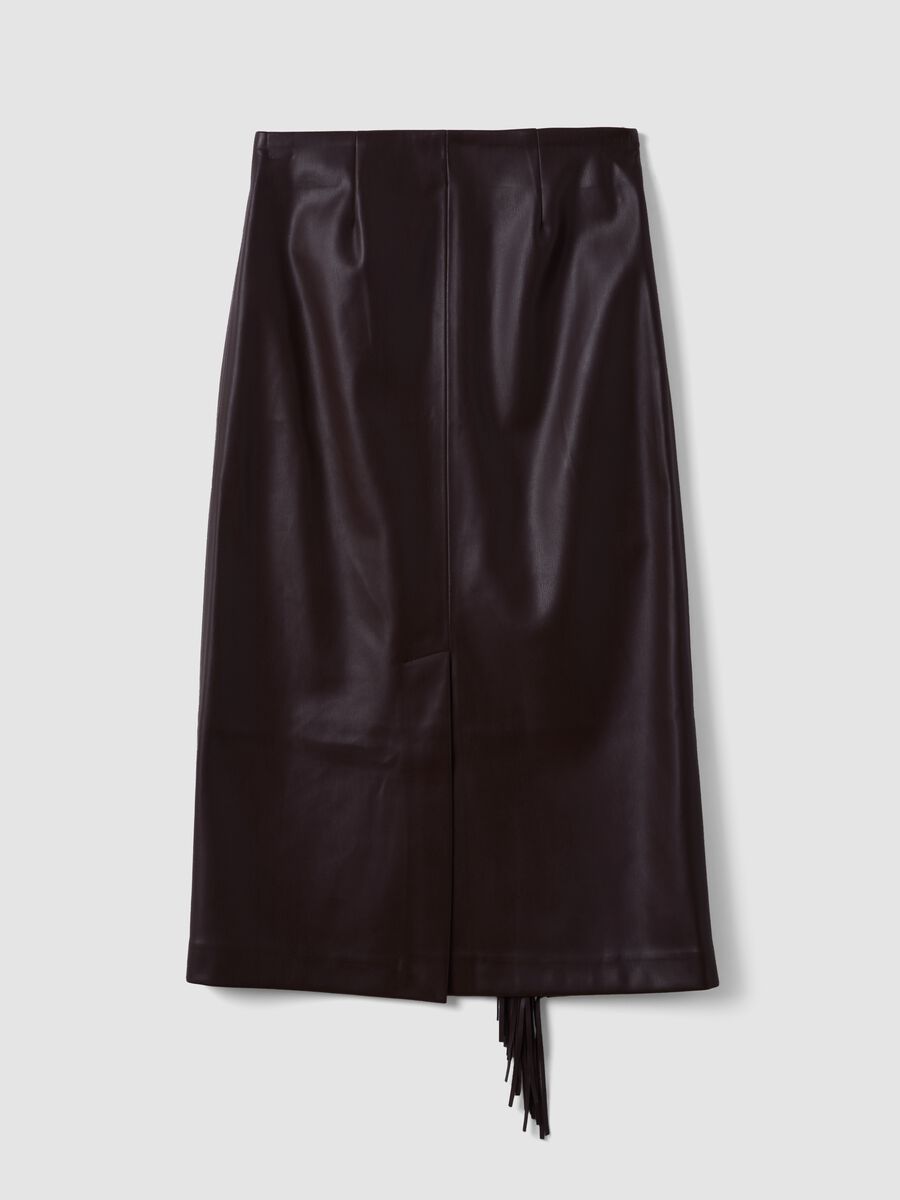 Brown midi skirt with fringe_6