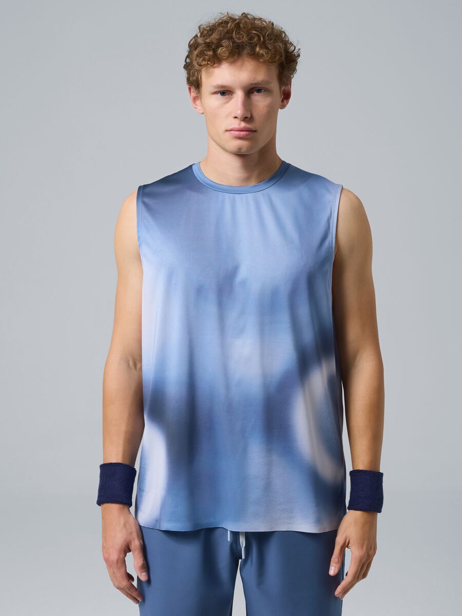 Light Blue ALTAVIA COURT Tank Top in Stretch Fabric with Tie-Dye Effect_1