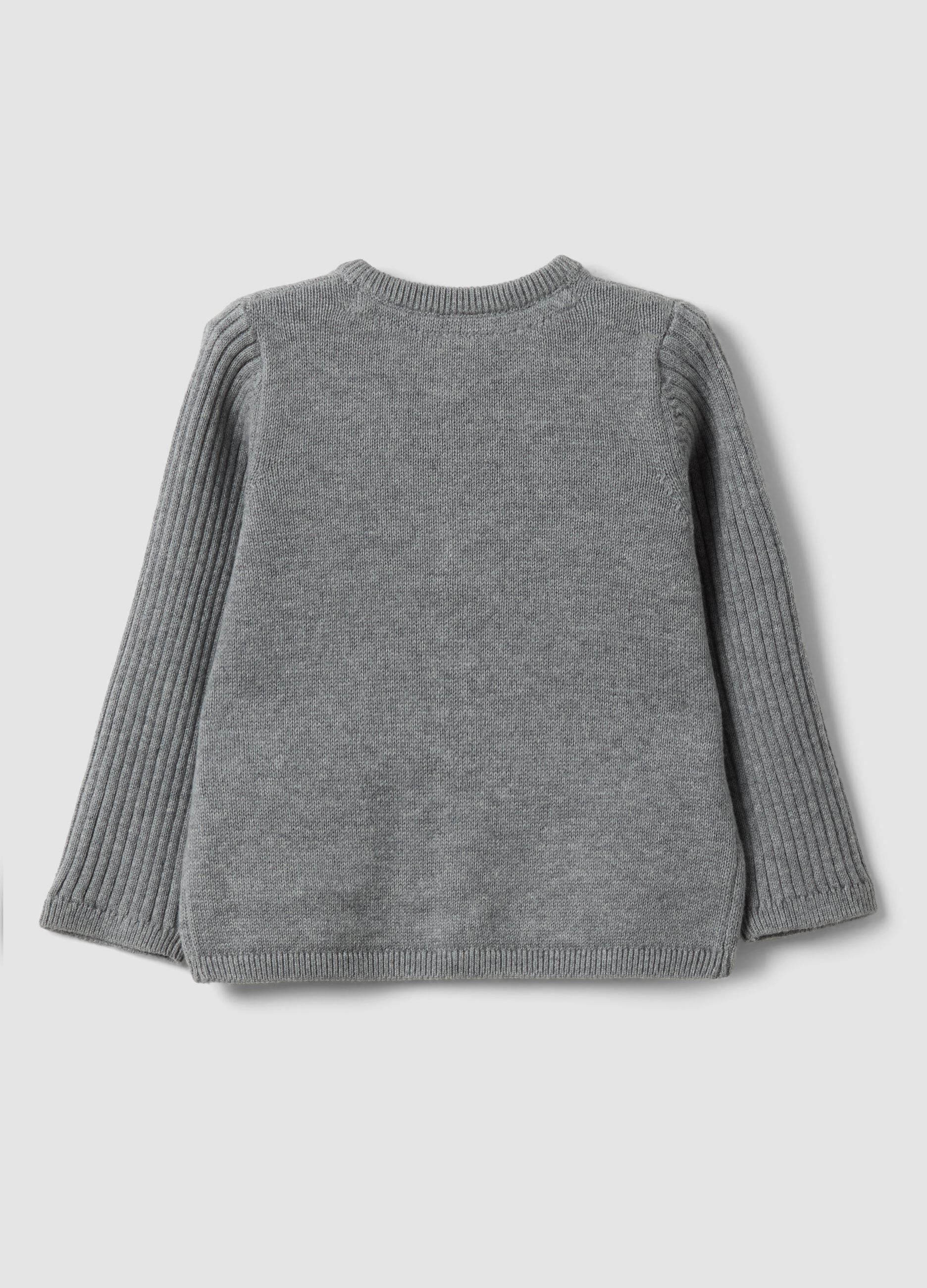 Grey cardigan in pure organic cotton knit for babies