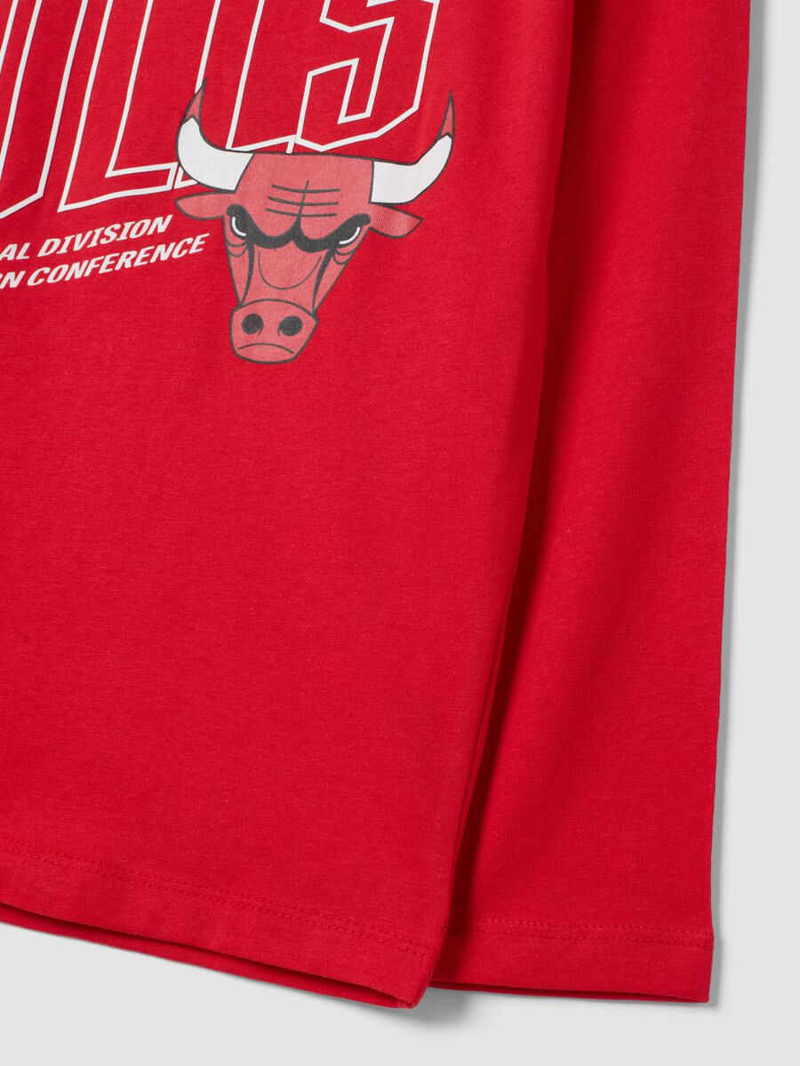 Red pure cotton T-shirt with Chicago Bulls print_3