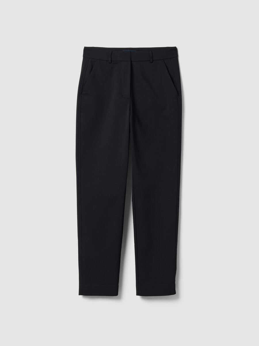 Black slim-fit stretch cotton trousers_0