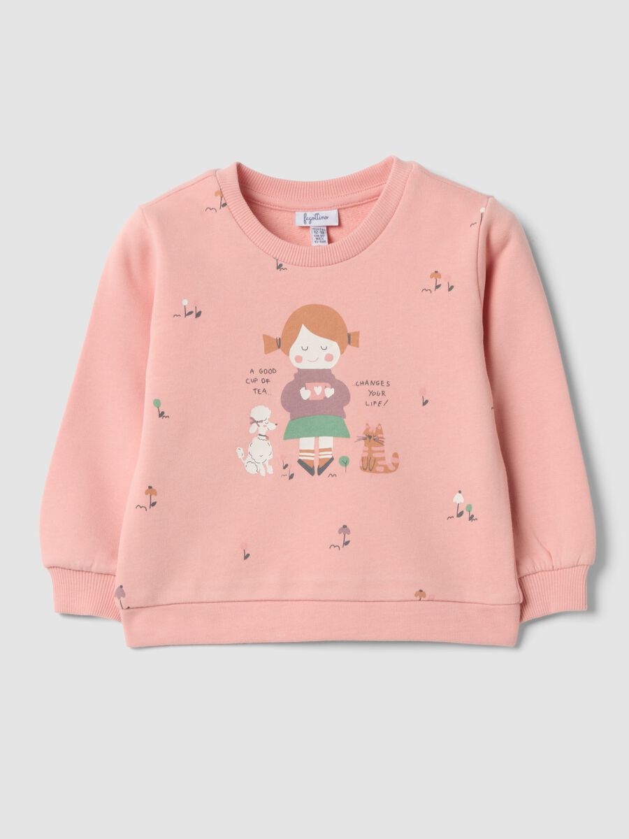 Light pink pure cotton crew-neck sweatshirt_0