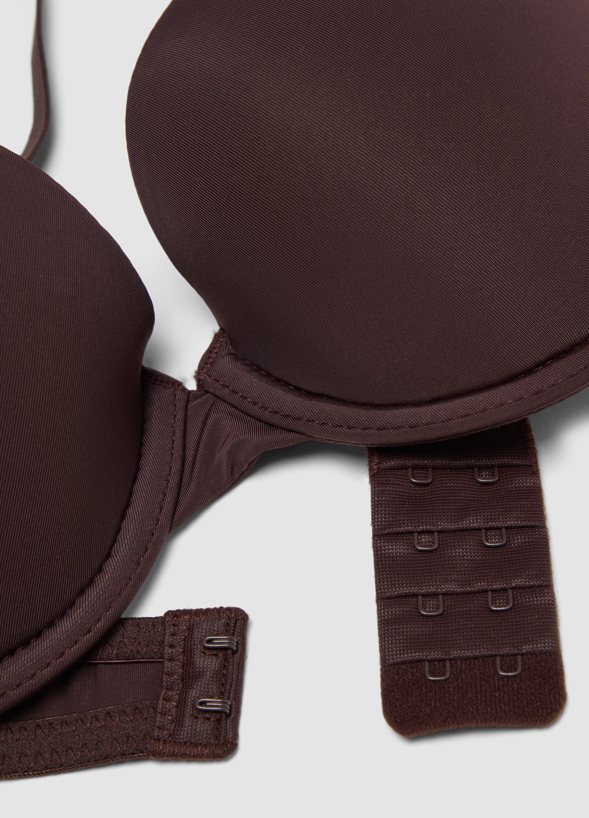 Brown padded stretch-fabric bra