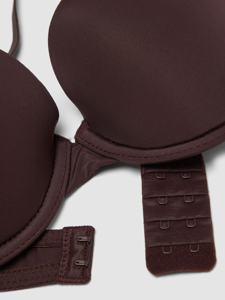Brown padded stretch-fabric bra_1