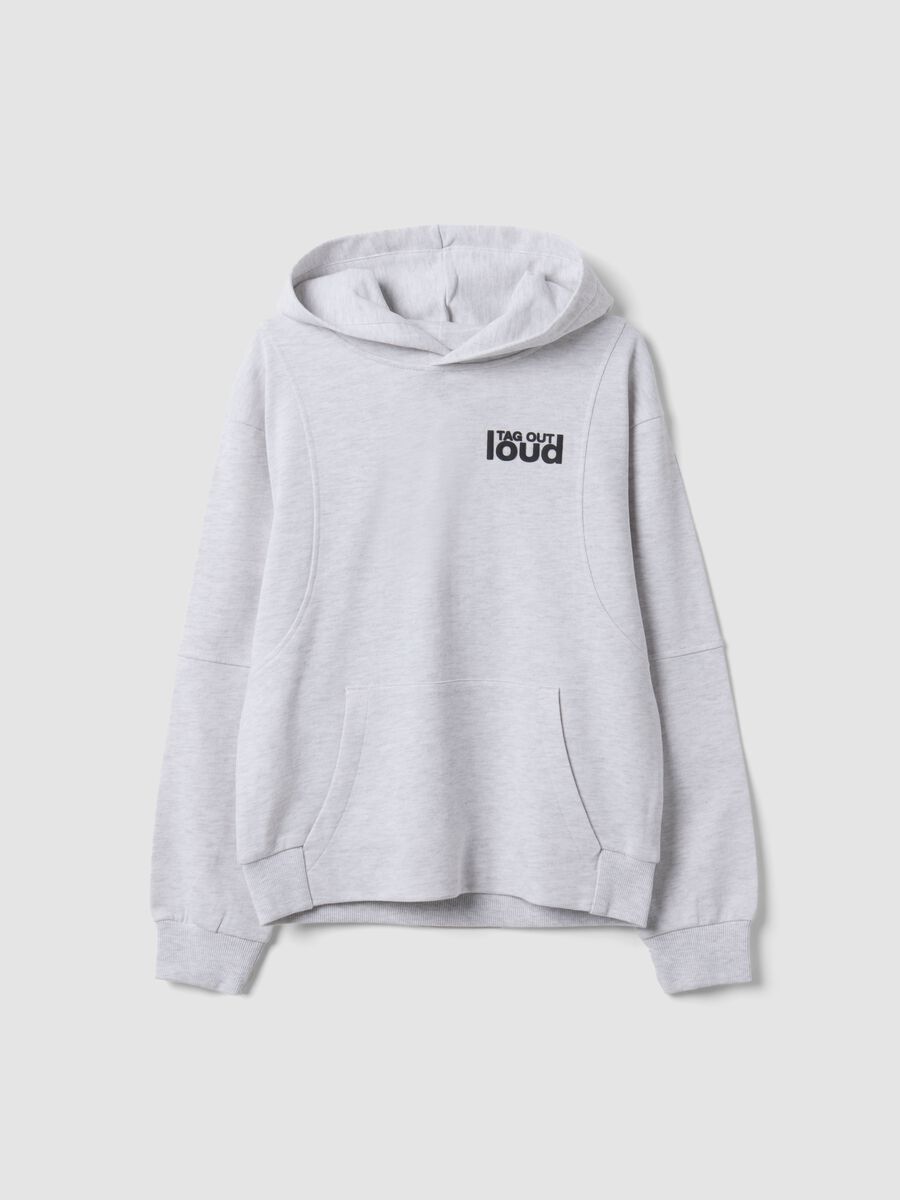 Grey oversized cotton and viscose blend hoodie for boys_3
