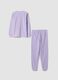 Purple fleece crew-neck pyjamas with long trousers, regular fit_1