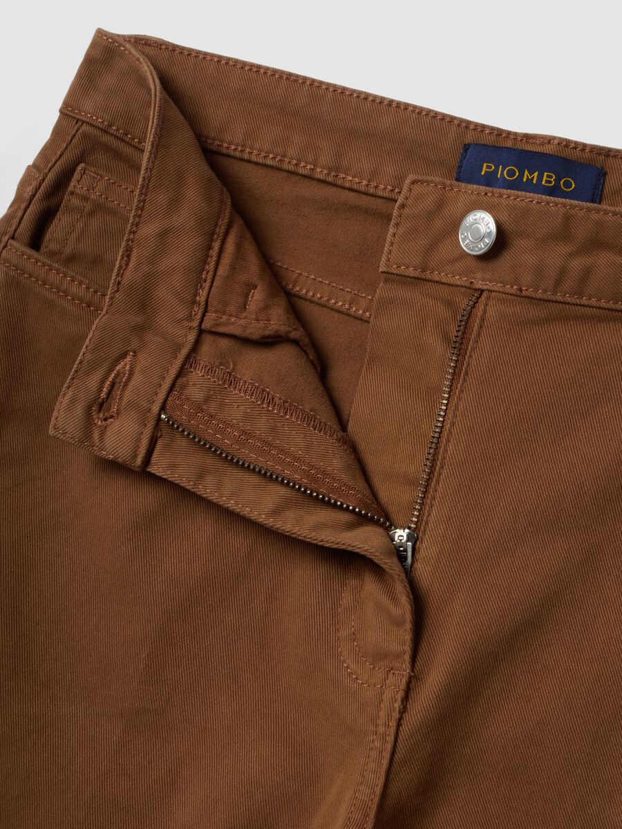 Brown wide-leg stretch cotton trousers_6