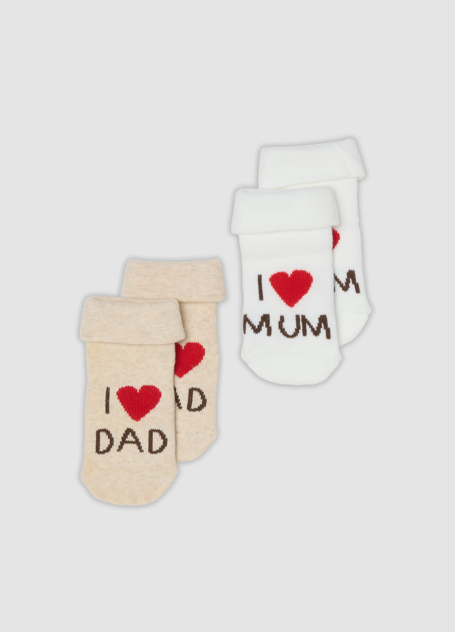 2-pack of short organic stretch cotton socks with slogan details