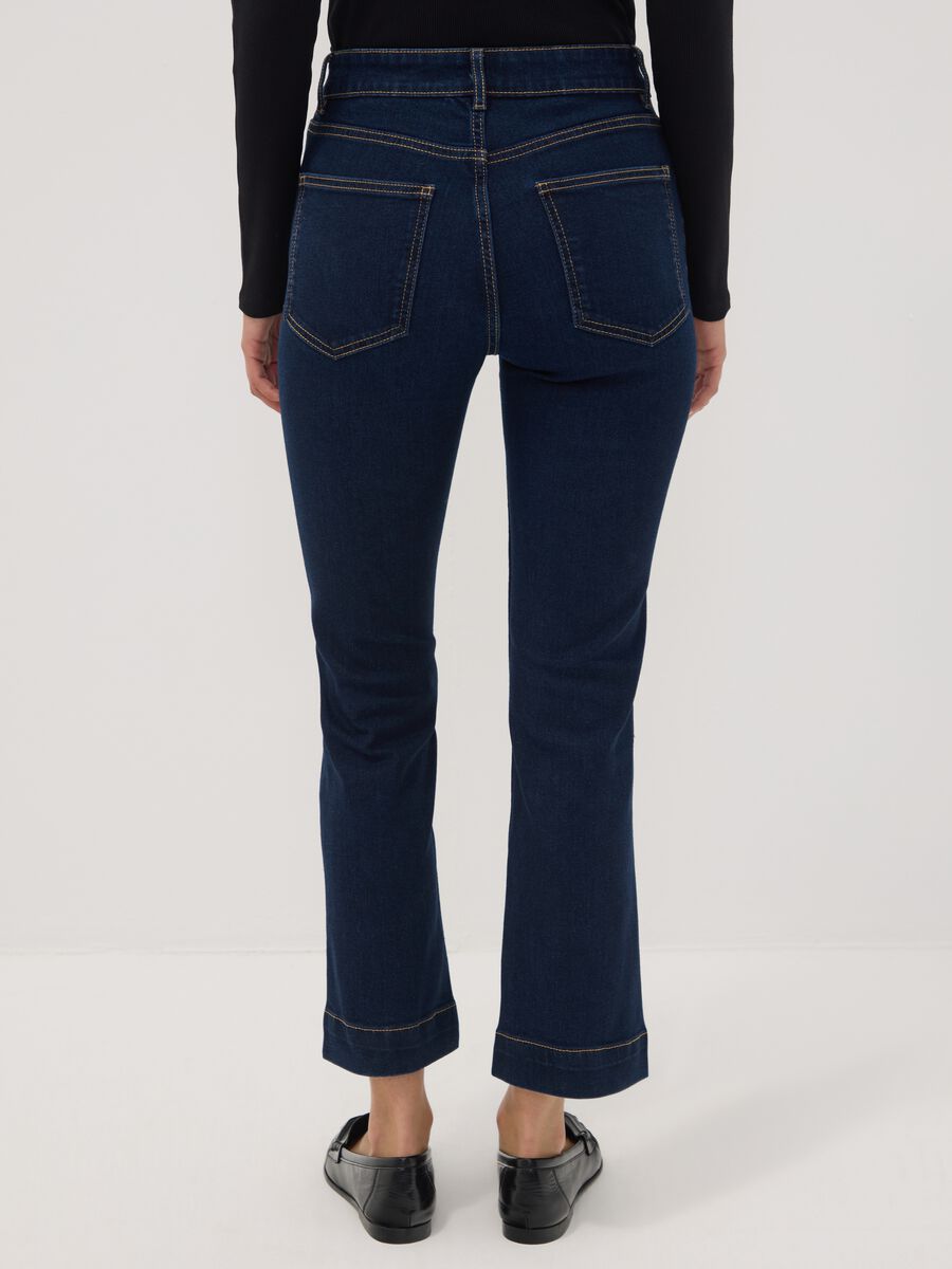 Blue denim cropped slim-fit jeans in stretch cotton and viscose_2