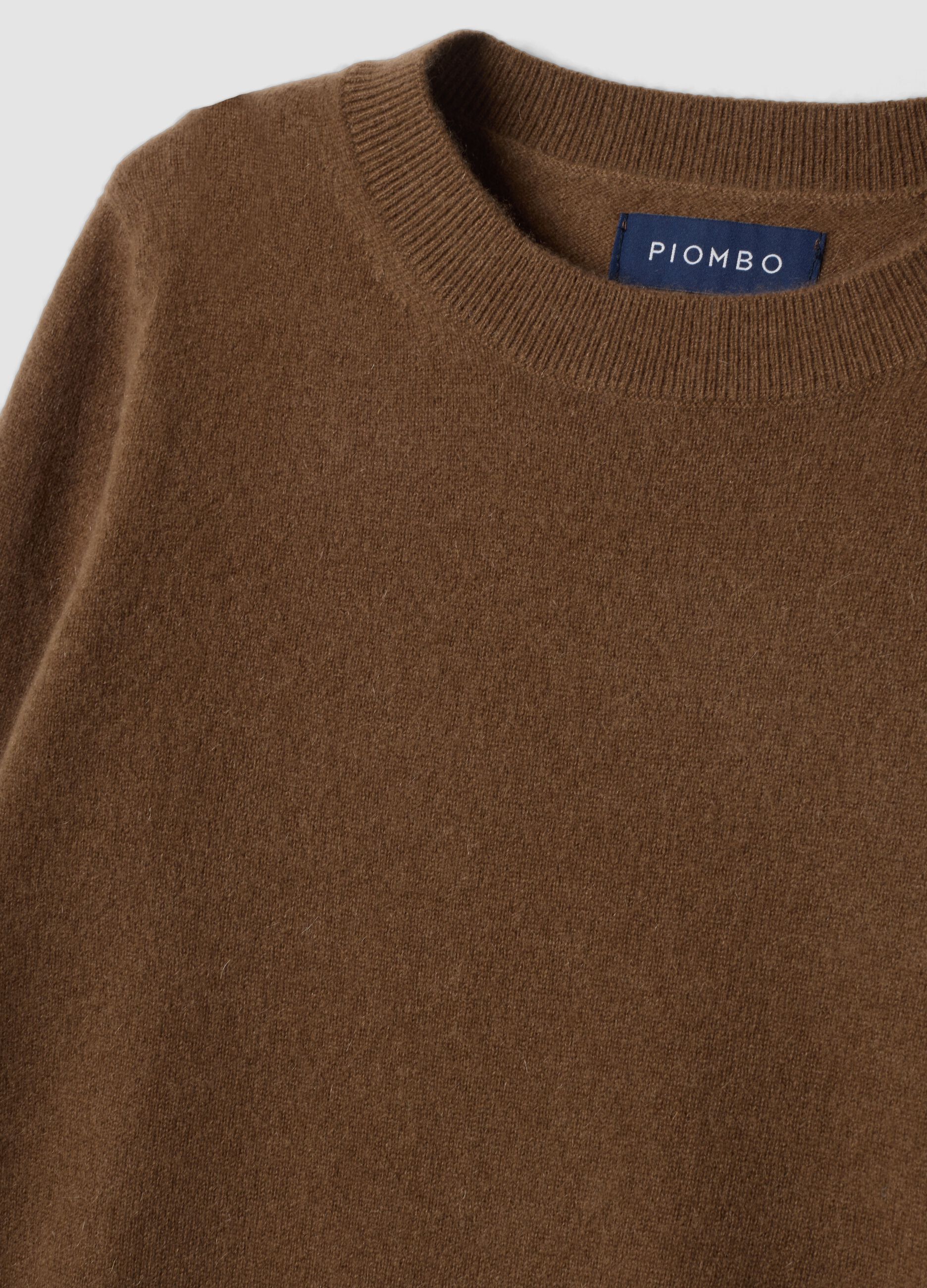 Brown pure cashmere crew-neck jumper