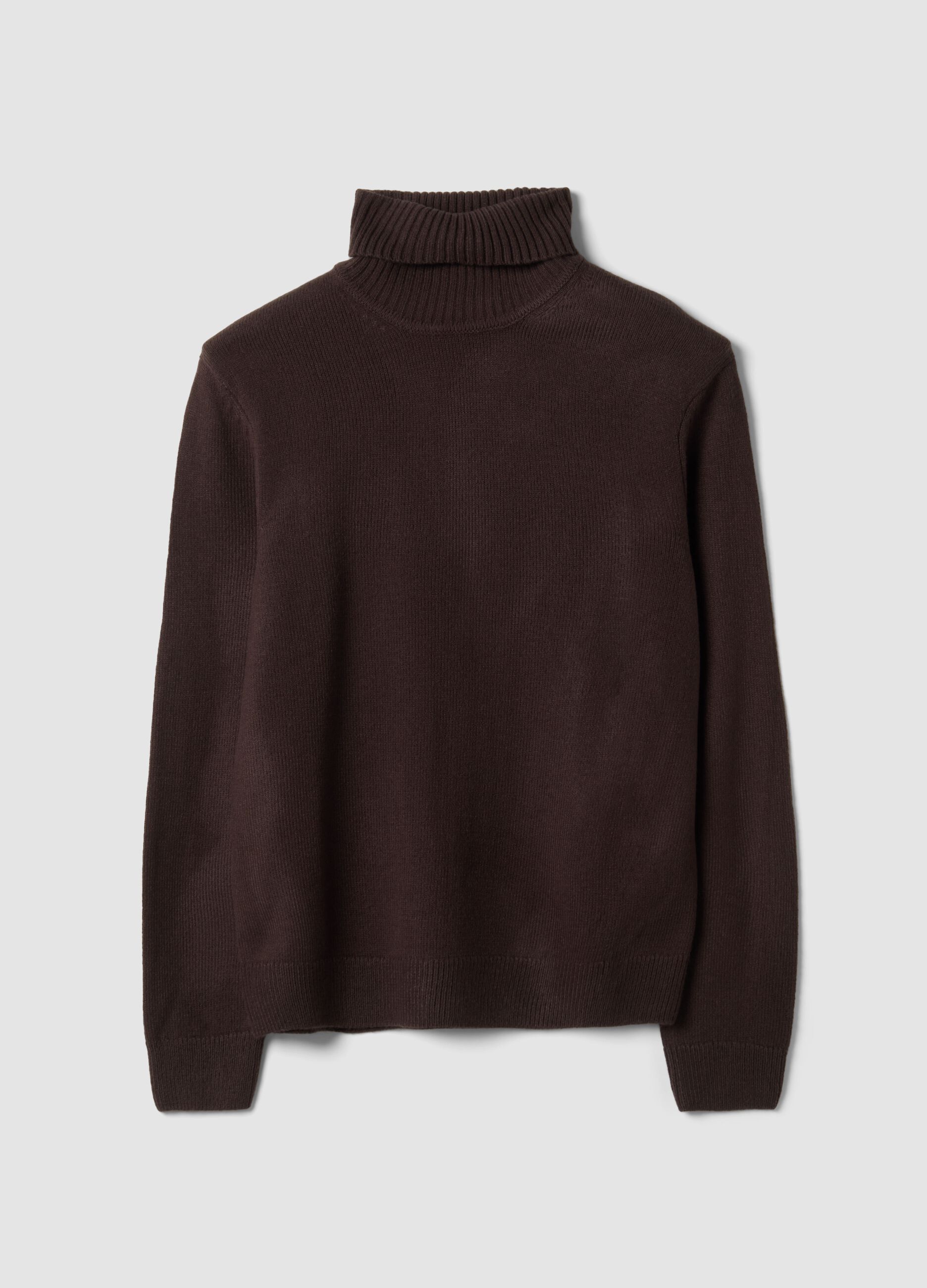Maglia marrone a dolcevita regular fit in jersey knit
