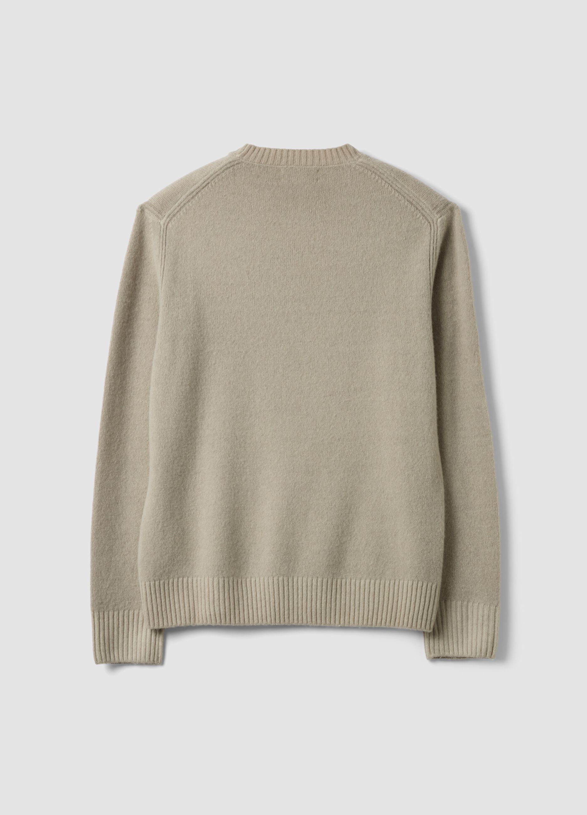 Grey crew-neck wool-blend jumper, regular fit