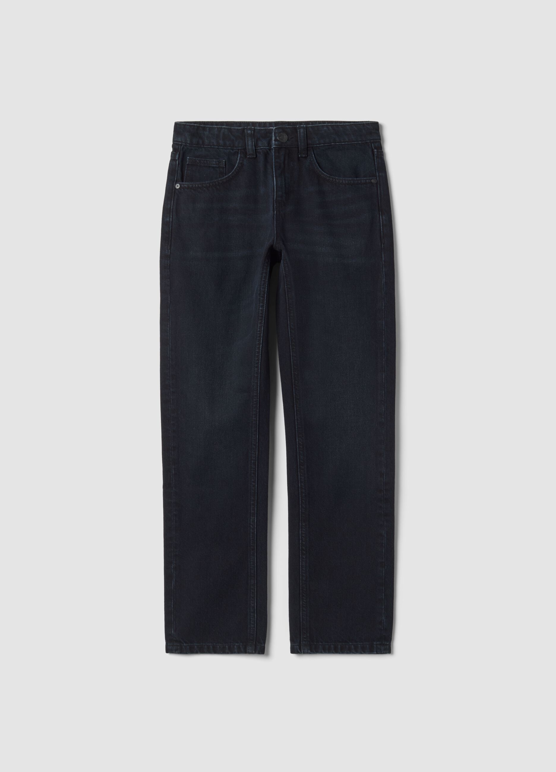 Blue pure cotton straight-fit jeans