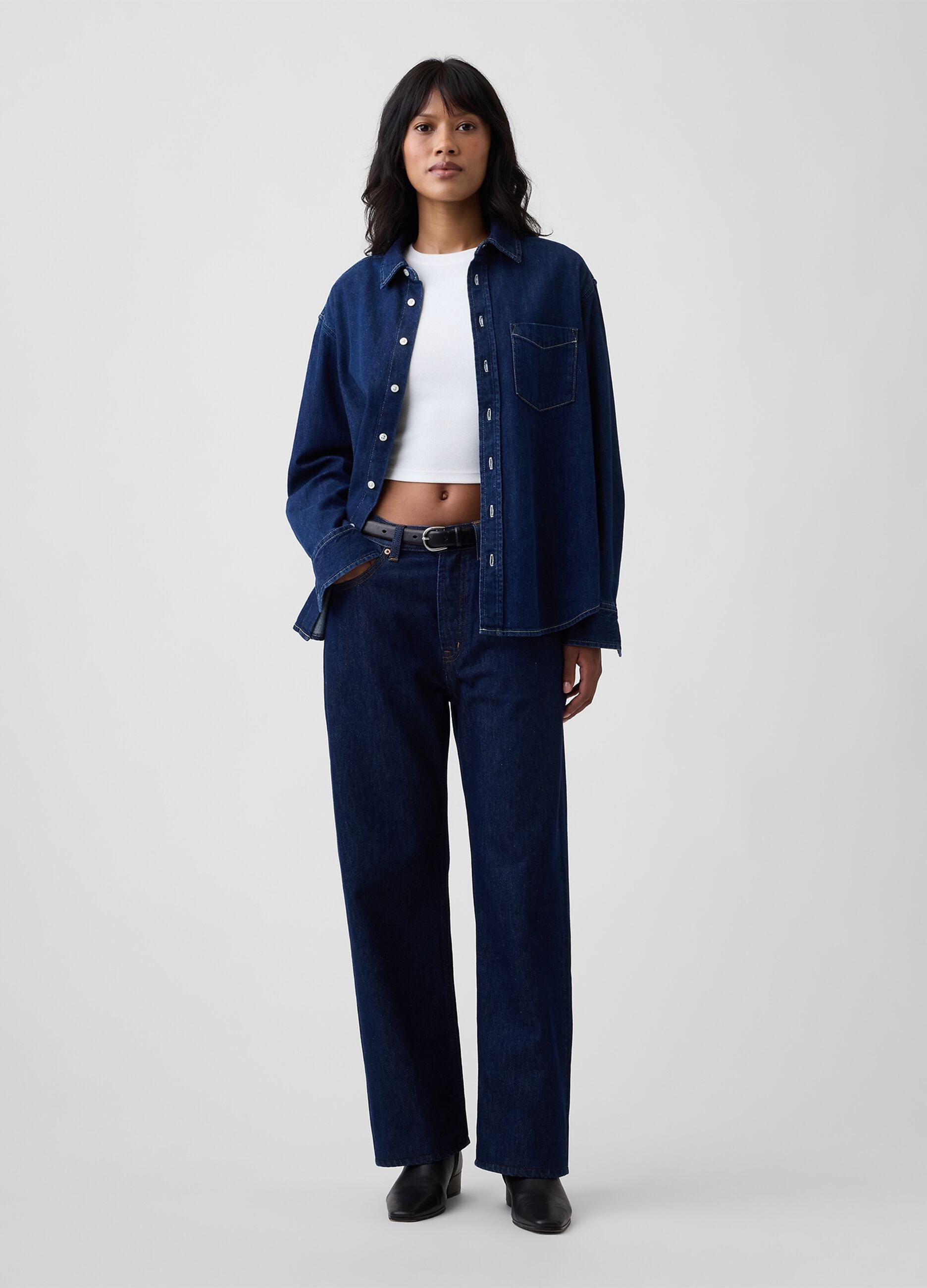 Straight-leg pure cotton denim jeans